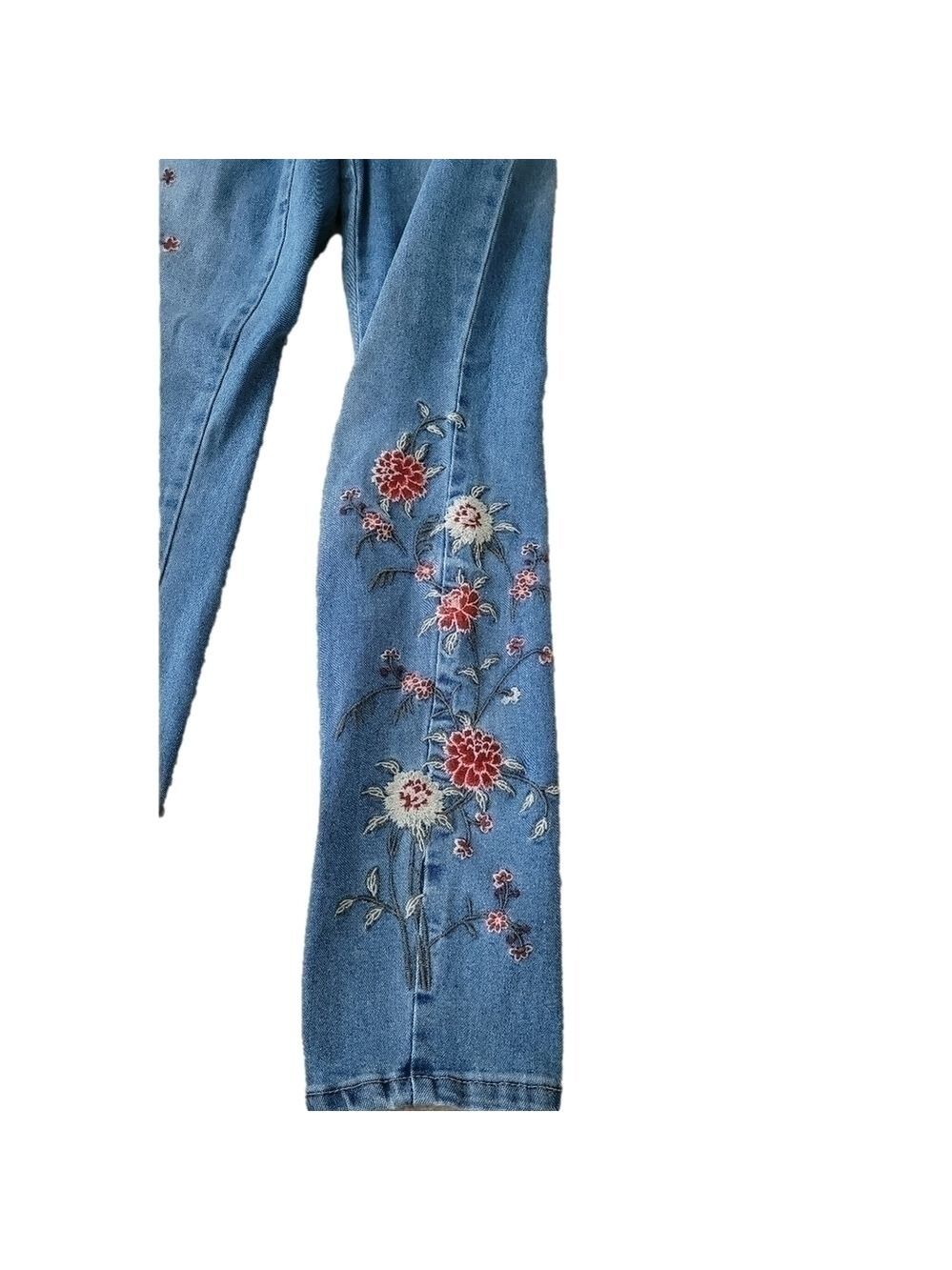 Floral Embroidery Jeans curvy jegging low rise size 28 - Picture 4 of 10